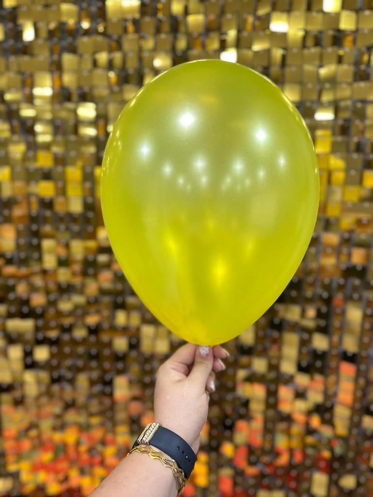 12" Metalik Dekorasyon Balonu Sarı - 100 Adet