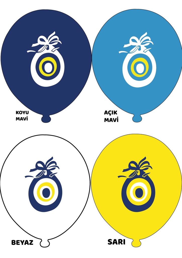 12" Nazar  Boncuk  Baskılı Balon Karışık  2+0 - 100 Adet