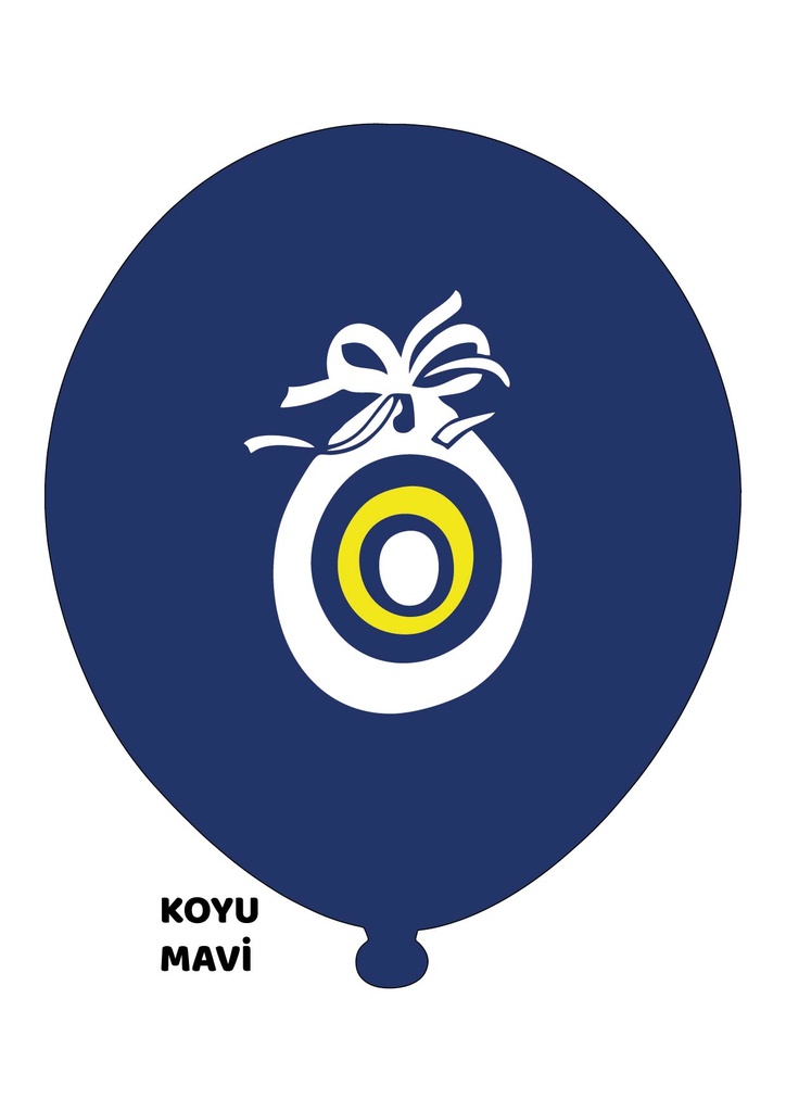 12" Nazar Boncuk Baskılı Balon Koyu Mavi 2+0 -100 Adet