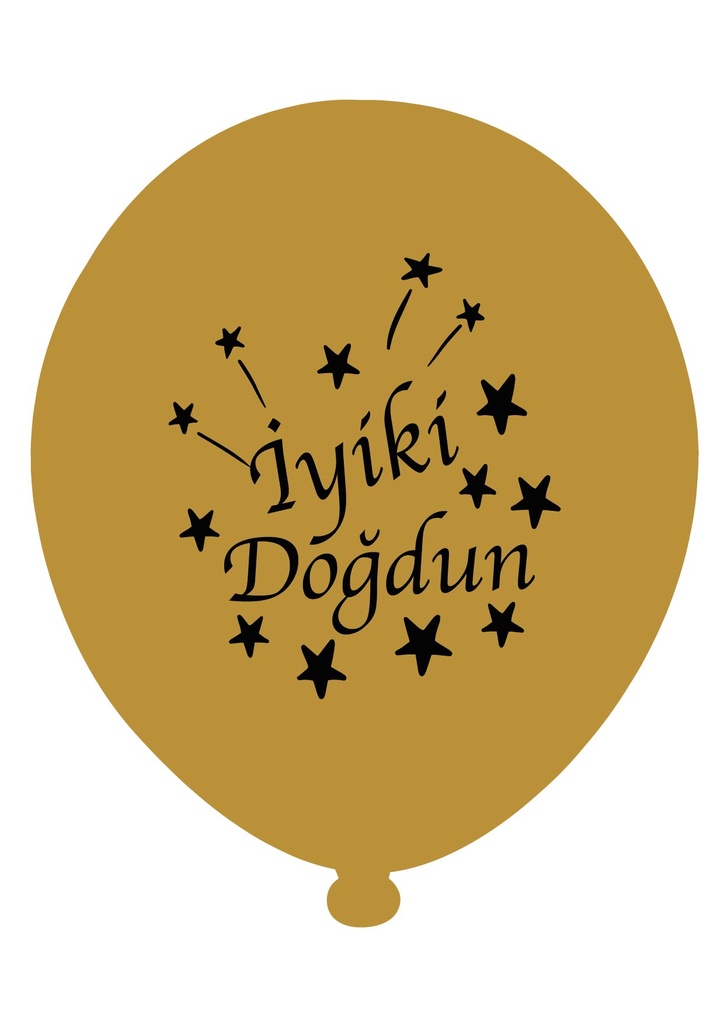 12" İyi Ki Doğdun Baskılı Balon Gold 1+1 - 100 Adet
