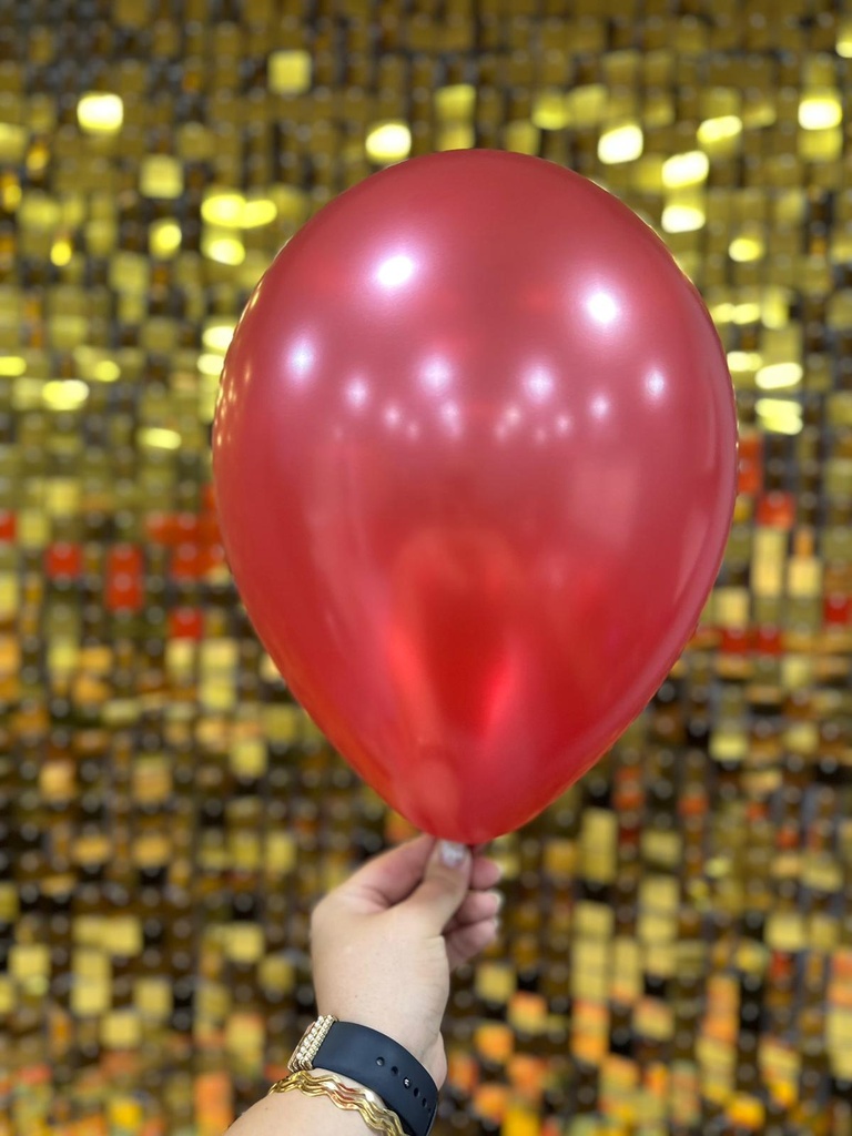 10" Metalik Dekorasyon Balonu Yakut Kırmızı  - 100 Adet