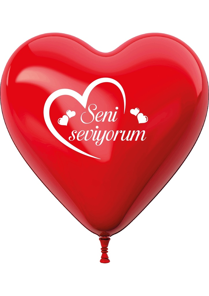 Tek Yüze Tek Renk Baskılı Balon 1+0 Kalp Balon 