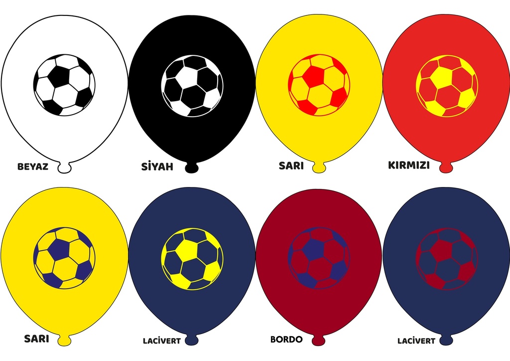12" Taraftar Baskılı Balon  - 1+1 - 100 Adet 
