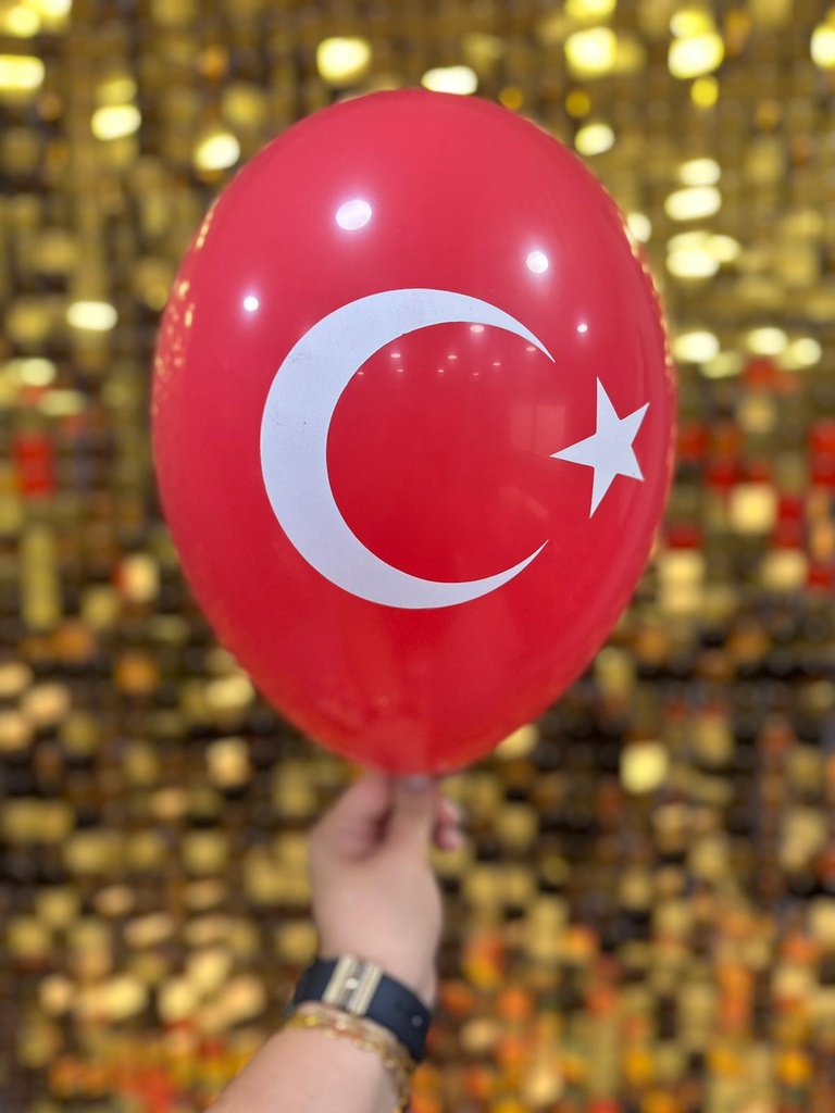10" Ay Yıldız Baskılı Balon  1+1 - 100 Adet